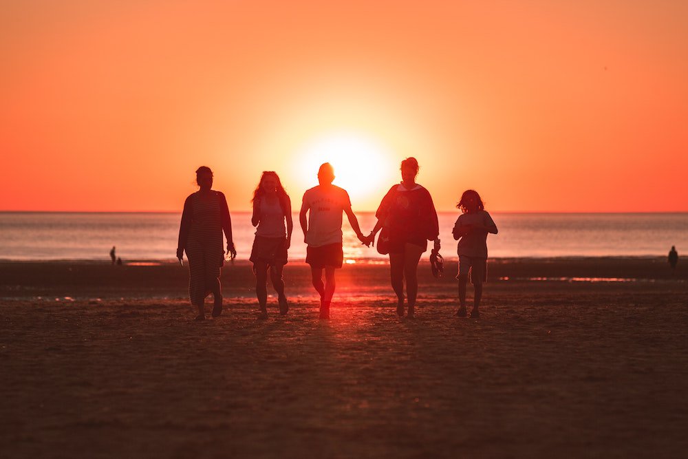 family on the beach