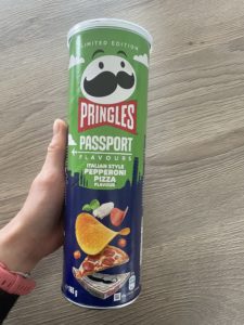 Photo of Italian Style Pepperoni Pizza Flavour Pringles Branded Can