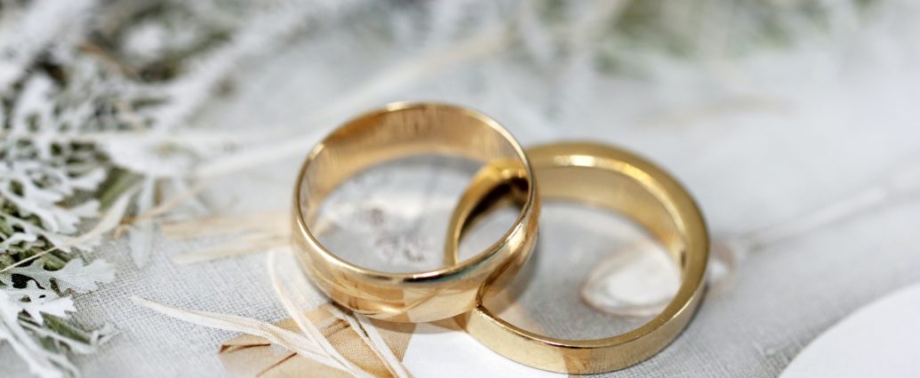 wedding rings on a white background