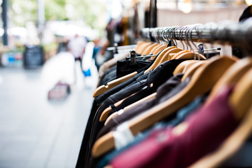 Clothes hanging on a rail