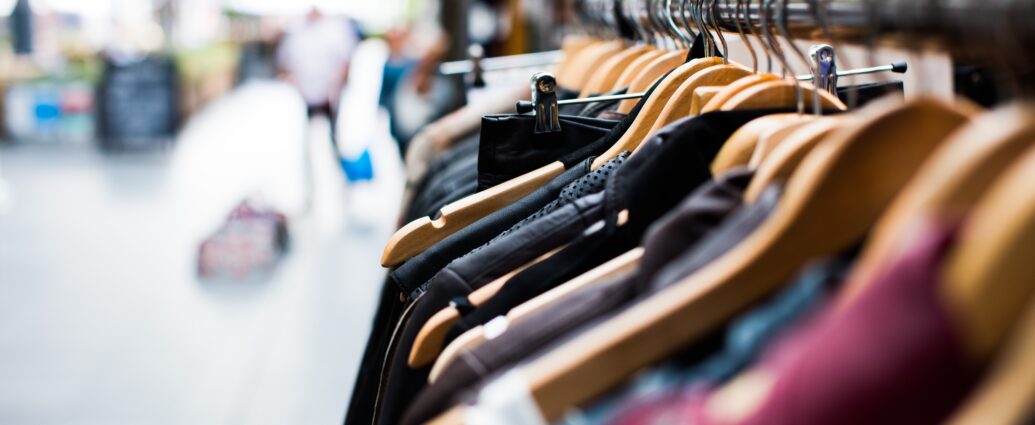 Clothes hanging on a rail