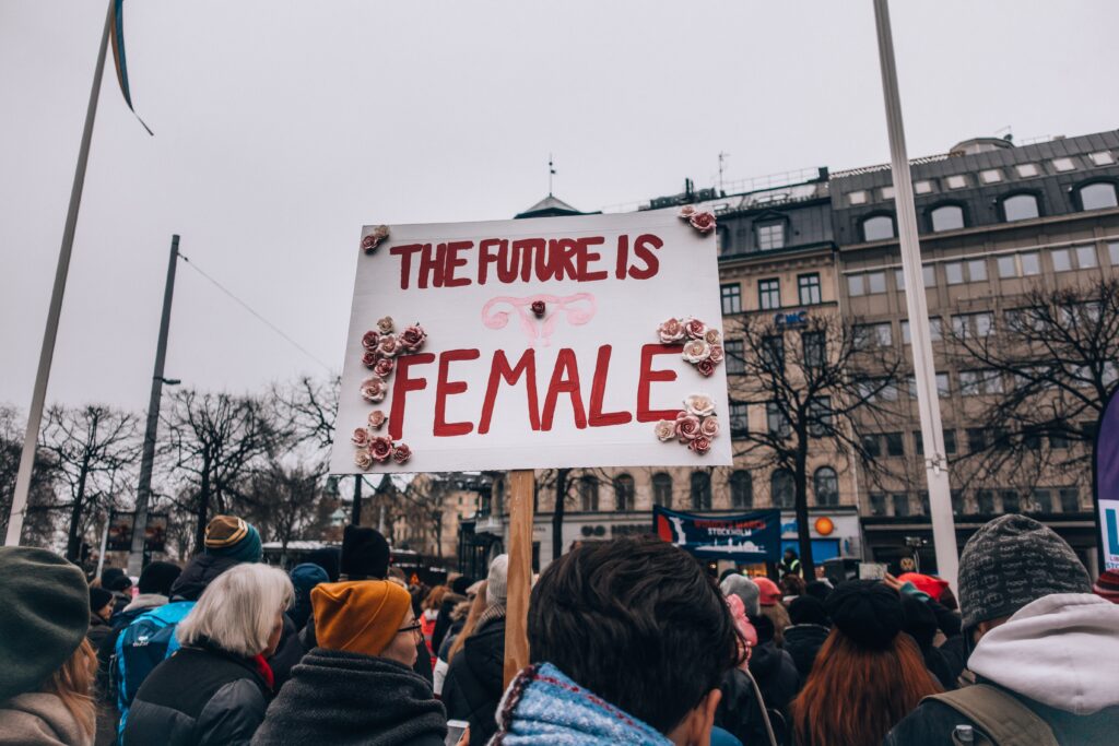 A sign being held up at a feminist protest, stating "the future is female". Paris Paloma has recently released her new single, labour, which channels feminist values and defends women who have suffered at the hands of men.