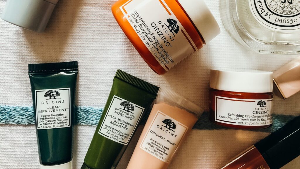 Image of a range of origins skincare products.