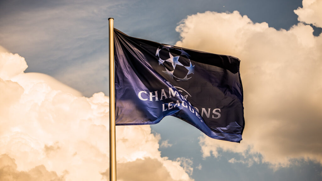 Image displays the Champions League flag.