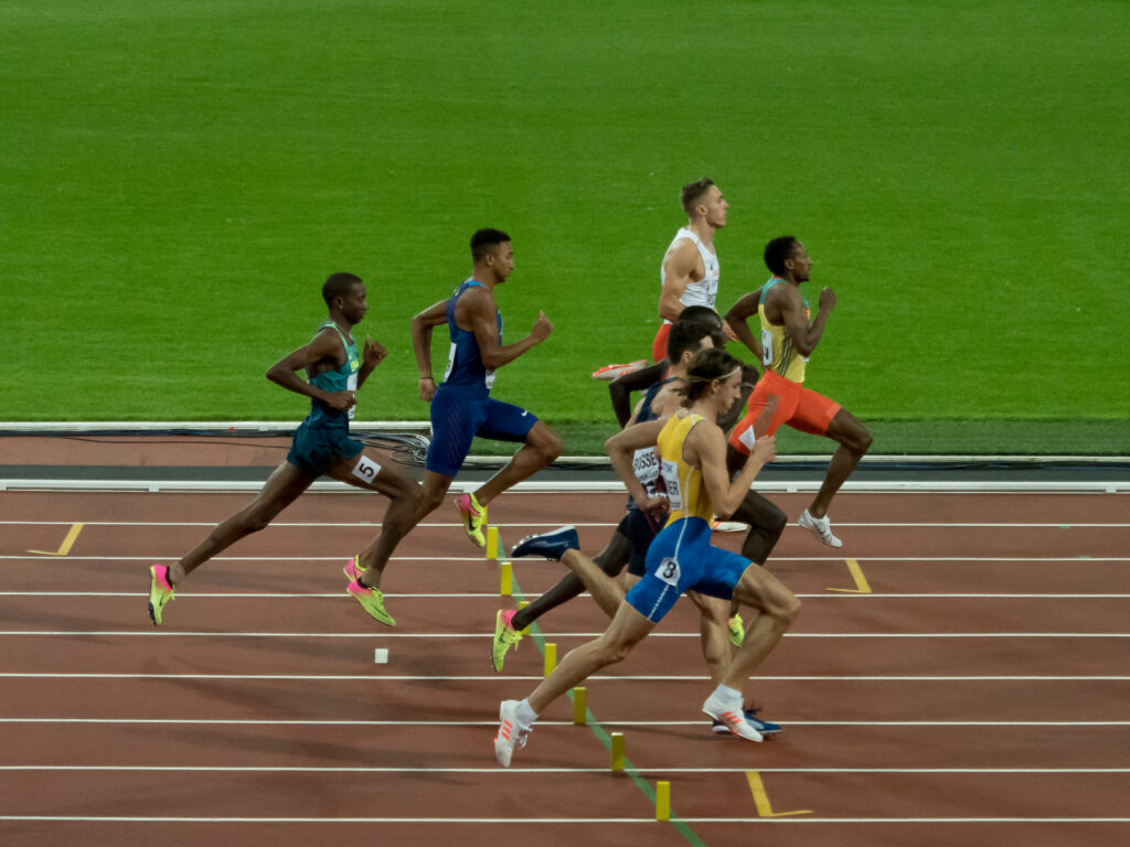 Runners at the 2017 Athletics World Championships at the Queen Elizabeth Olympic Park in Stratford