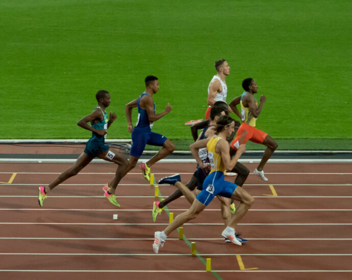 Runners at the 2017 Athletics World Championships at the Queen Elizabeth Olympic Park in Stratford