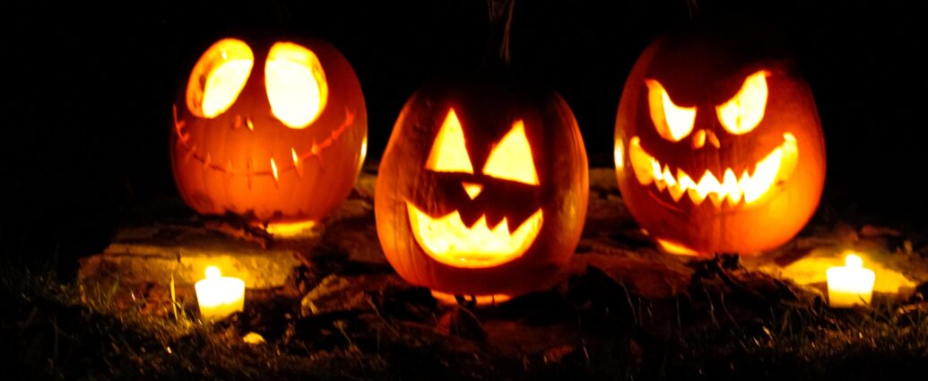 Candle-lit halloween pumpkins