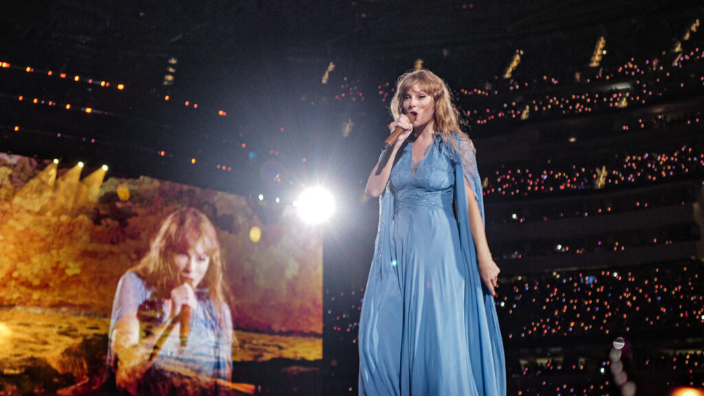 Taylor Swift performing The Folklore Set during The Eras Tour.