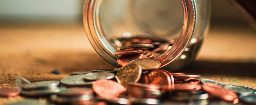 A jar of coins tipped over