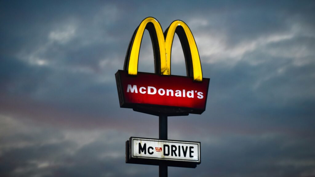 yellow M light sign for McDonald's