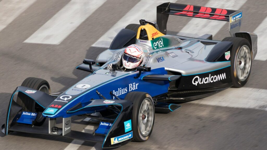 Formula E car on track