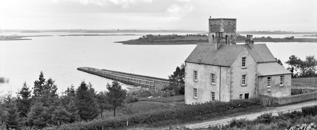 Black and white image of Derrylin, Co Fermanagh.