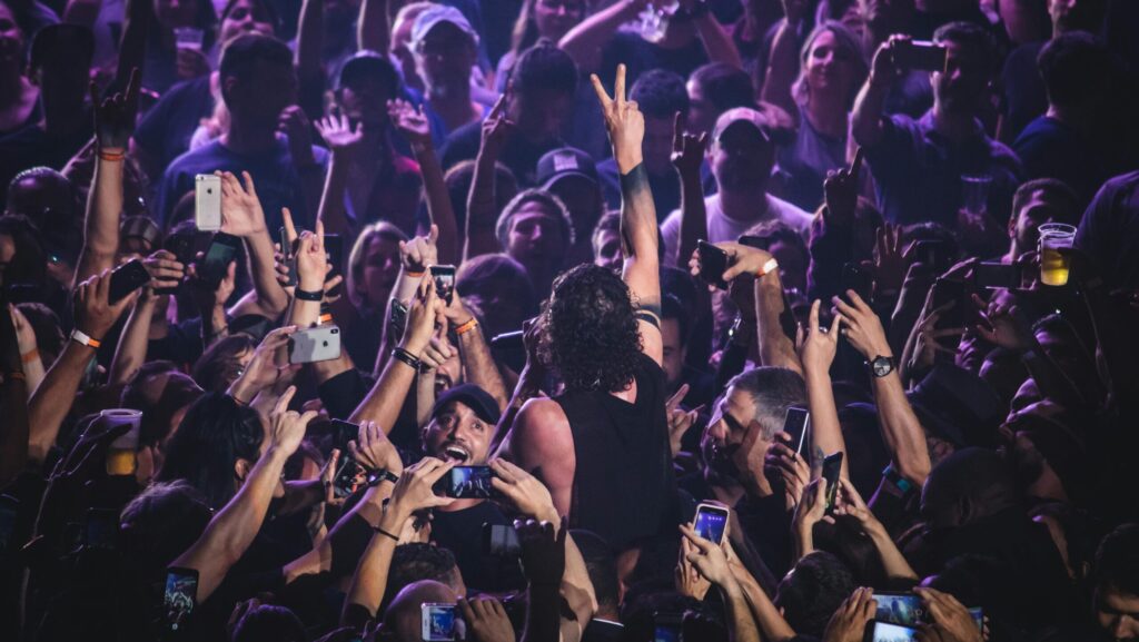 A crowd of fans at a concert