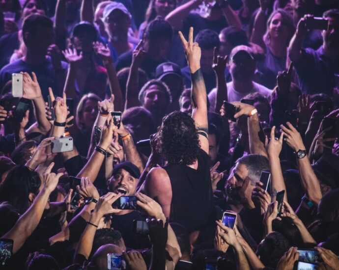 A crowd of fans at a concert