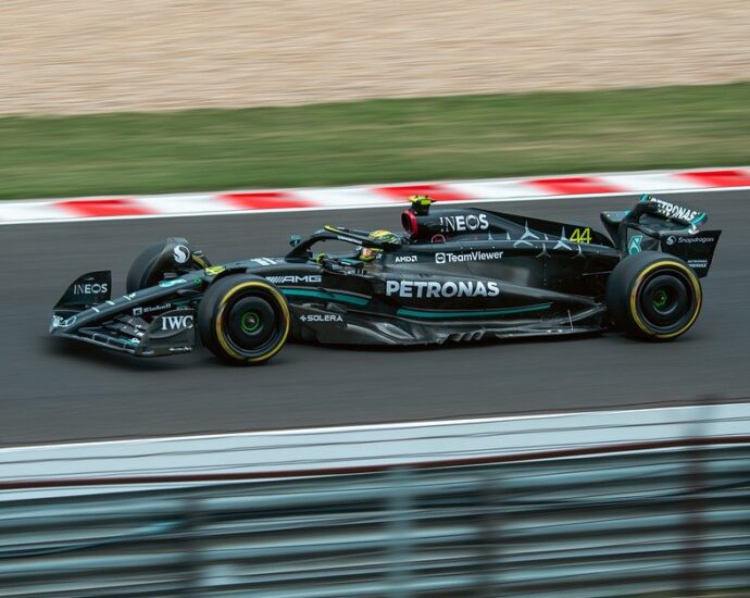 mercedes car on F1 track