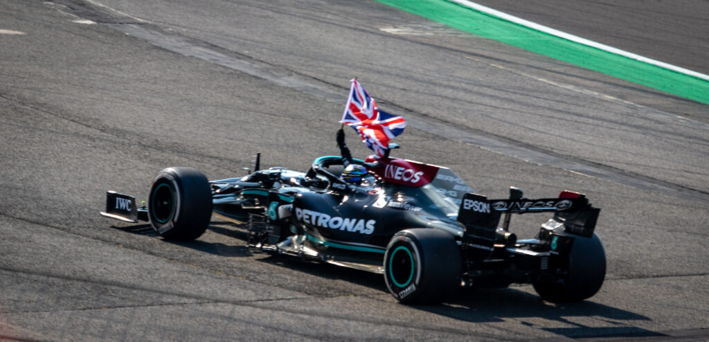 Formula one far on race track at British Grand Prix