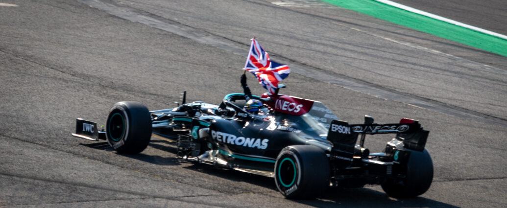 Formula one far on race track at British Grand Prix