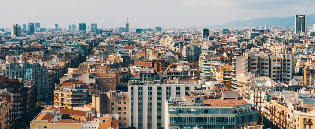 aerial shot of European city landscape representing the Spanish housing crisis.