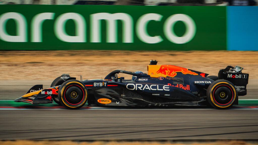 F1 Red Bull car on track. F1’s swearing ban is causing controversy