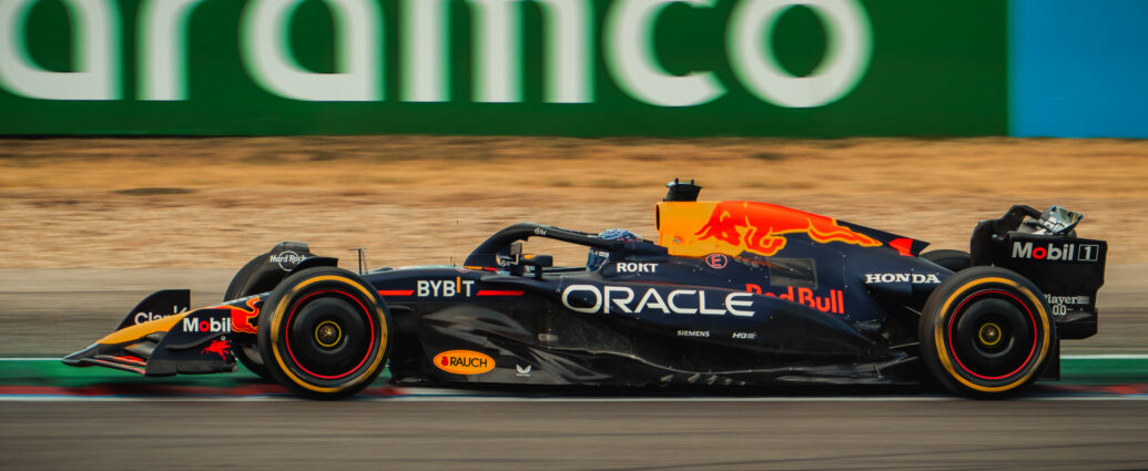 F1 Red Bull car on track. F1’s swearing ban is causing controversy