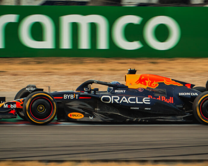 F1 Red Bull car on track. F1’s swearing ban is causing controversy