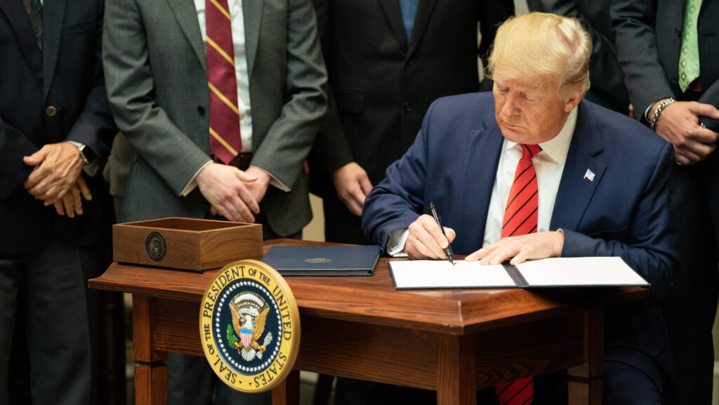 Donald Trump signs executive orders on his first day in office