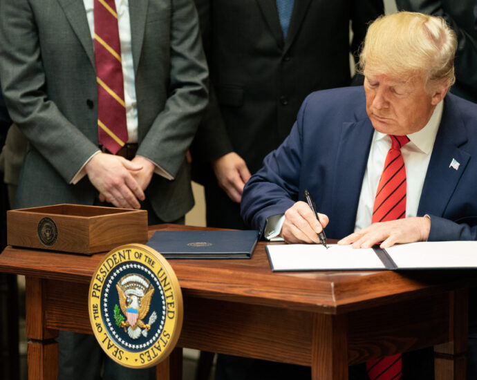 Donald Trump signs executive orders on his first day in office